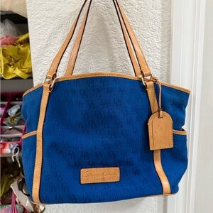 Dooney & Bourke Royal Blue and Tan Tote